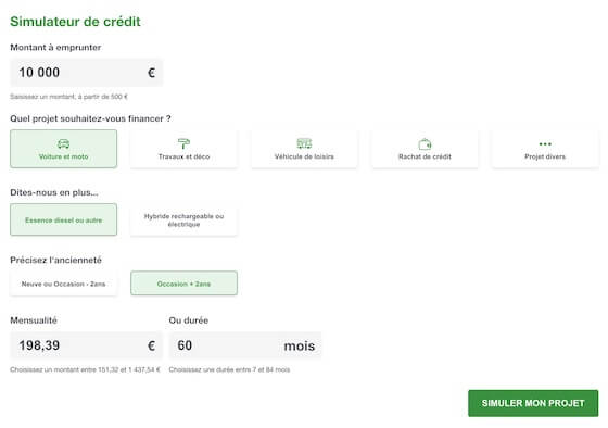 Simulateur de crédit auto Cetelem